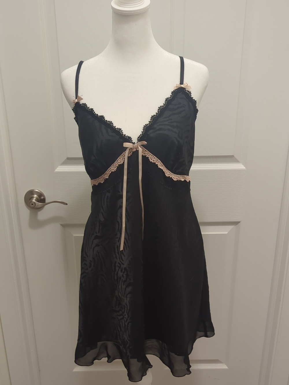 Black Lace Trim Chemise Like New
